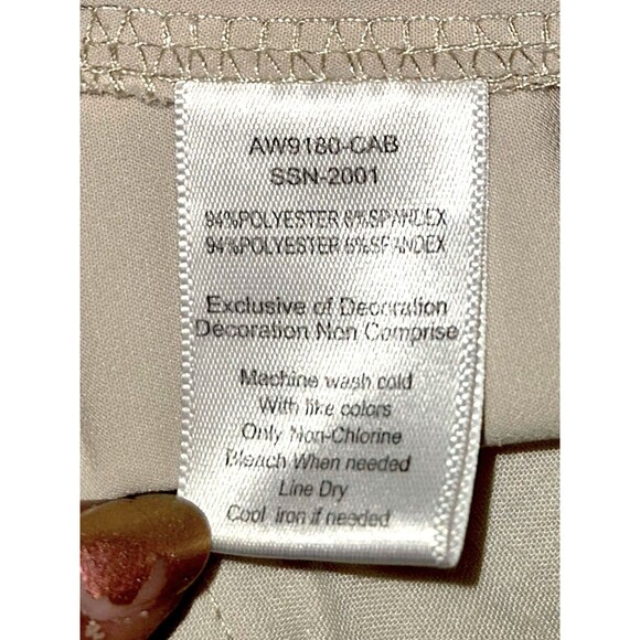 ATM Tan Size Large Pull On Tan Elastic Waistband Career Dress Pants Minimalist - Picture 4 of 5